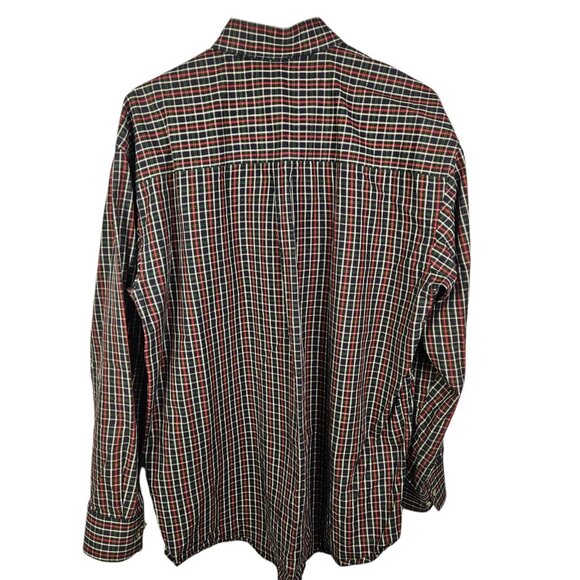 George Strait Wrangler Navy Red Plaid Long Sleeve Button‎ Down Shirt Size Large - Picture 4 of 9
